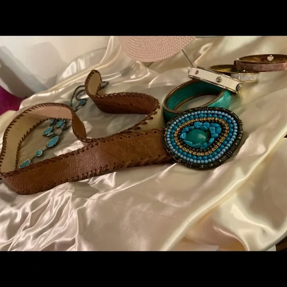 NINE WEST natural LEATHER BELT LG/XL - Picture 5 of 13